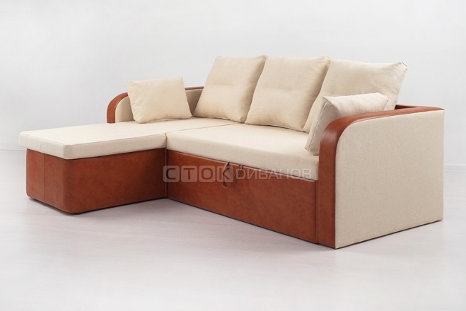 Угловой диван Кантри, расцветка Beige, механизм дельфин